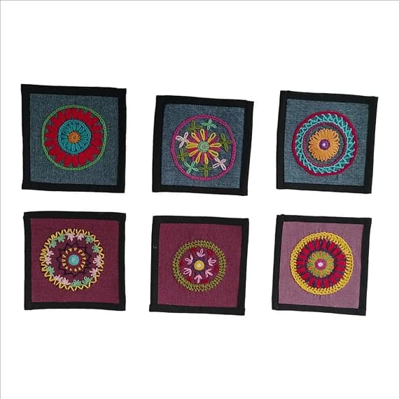 Kasuti Floral Coaster Set