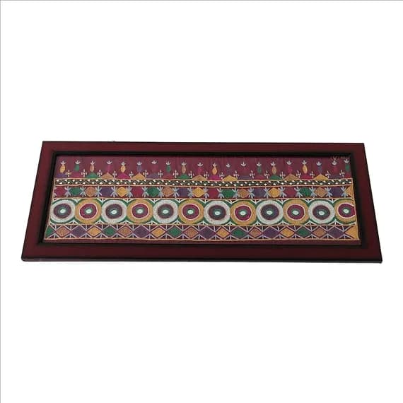 Framed Kasuti Mirror-Work Wall Hanging