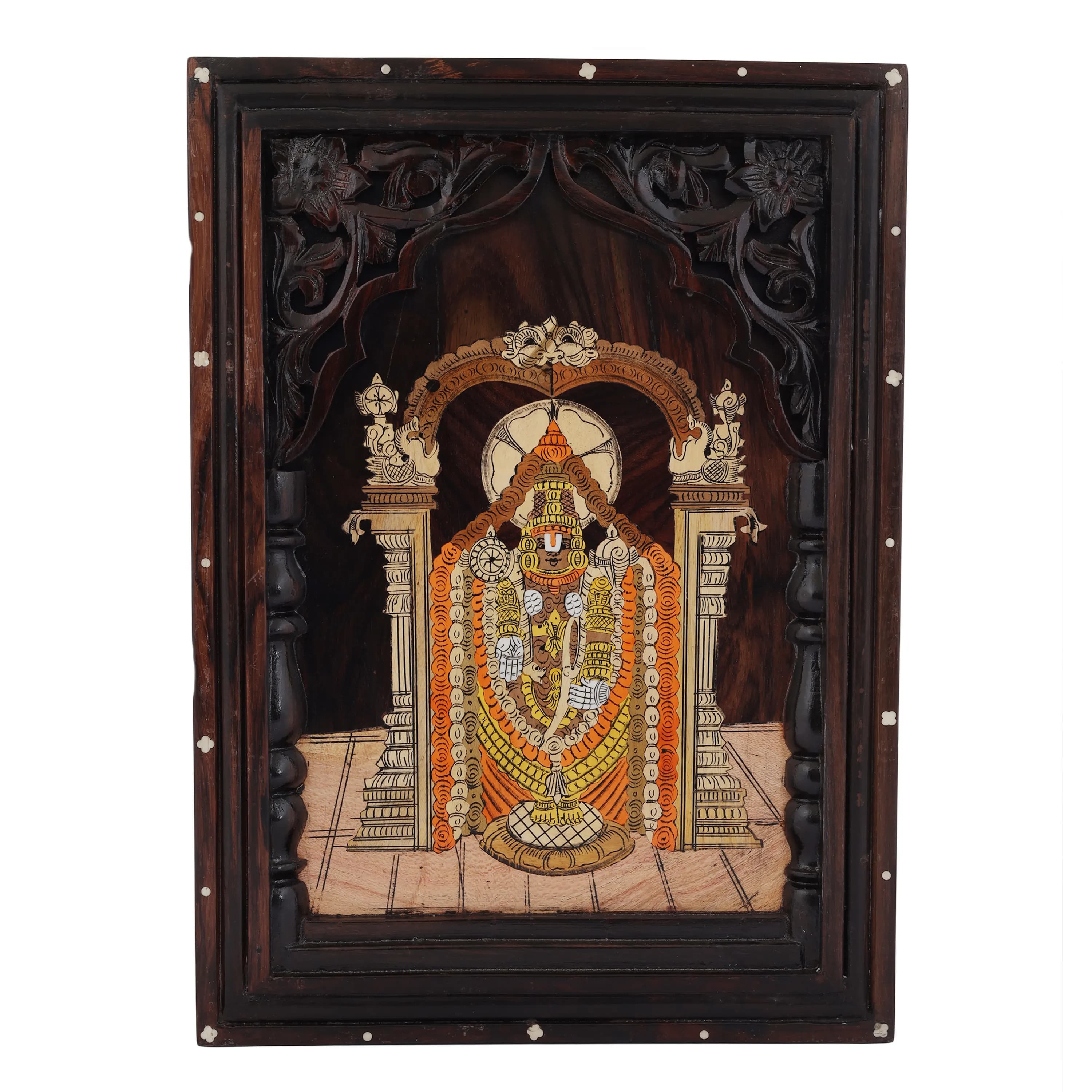 Rosewood Inlay — Lord Venkateswara Wall Art