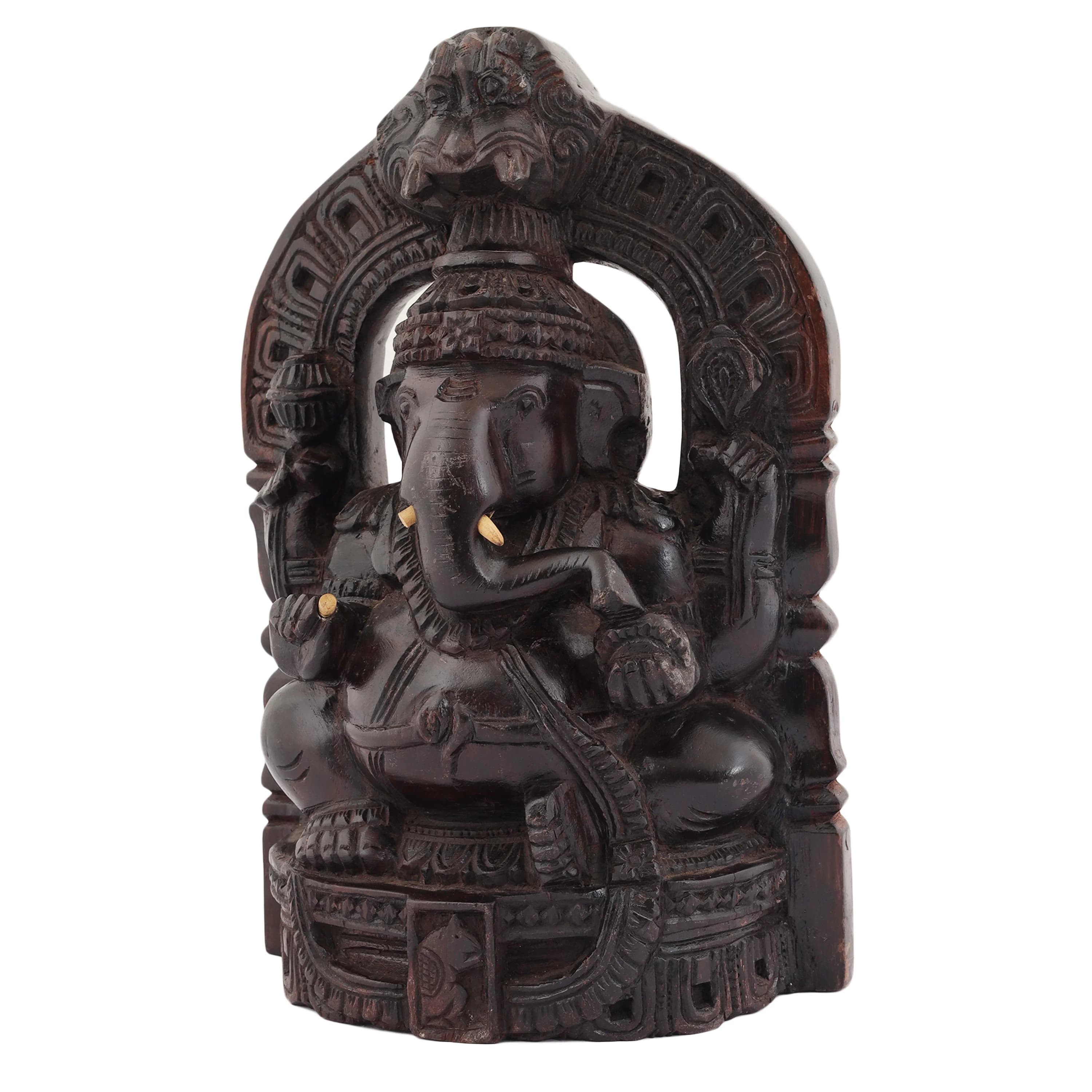 Rosewood Ganesha with Carved Arch